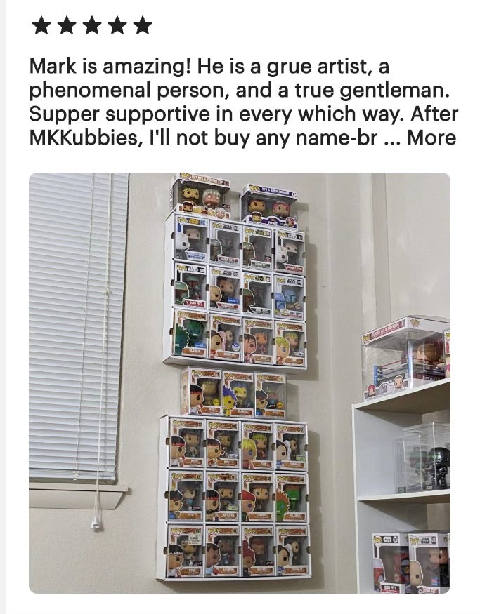 DE-LUXX Glossy White MK Kubbie Funko Pop Display Case (FREE Shipping)